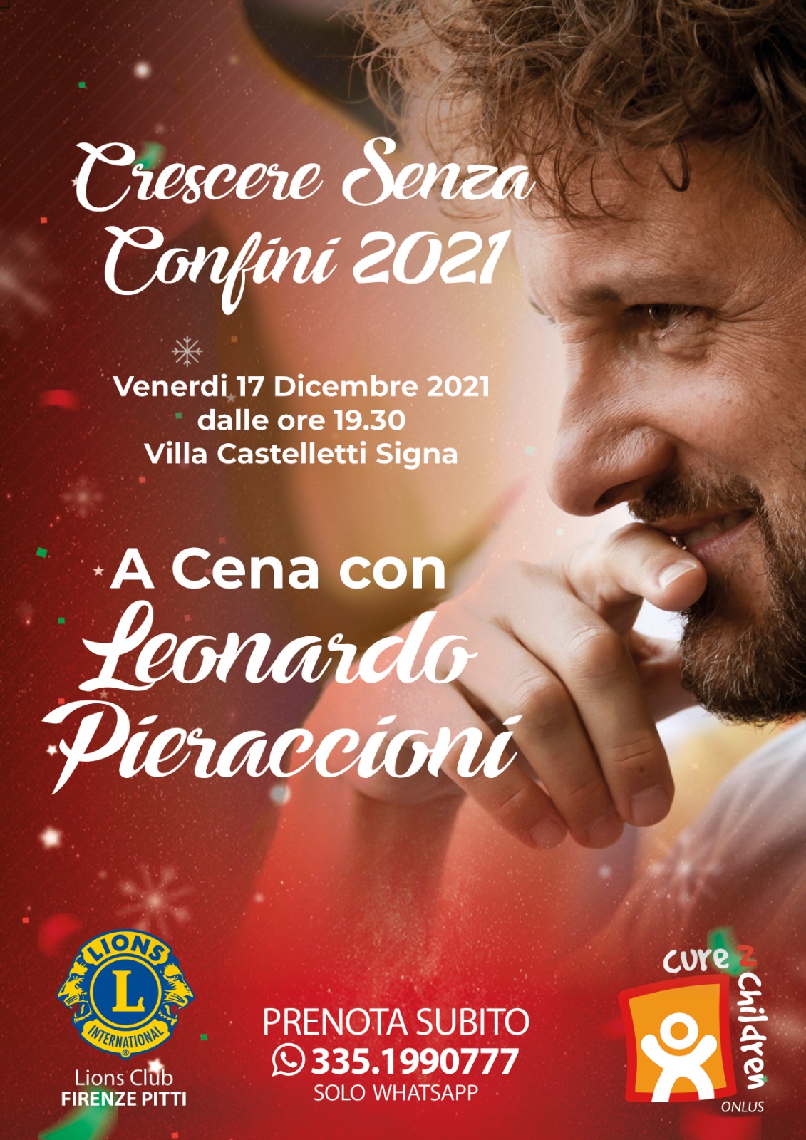 Crescere Senza Confini 2021, Cena con Leonardo Pieraccioni